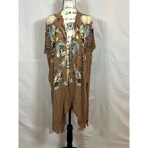 Marcus Adler New York Womens Open Front Duster Kimono One Size Multicolor Floral